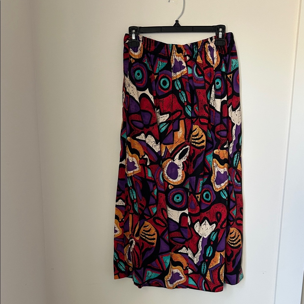 Colorful Abstract Print Maxi Skirt